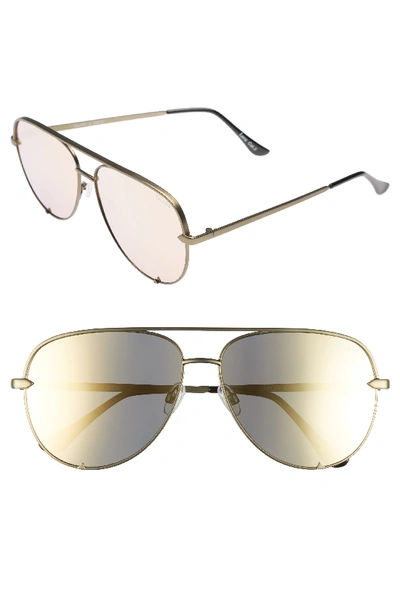 Quay X Desi Perkins High Key 60mm Aviator Sunglasses In Green/ Gold