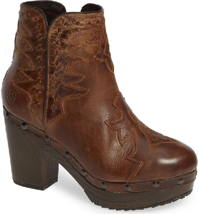 Ariat Music City Bootie In Crackled Tan Leather