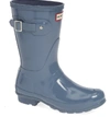 Hunter Original Short Gloss Waterproof Rain Boot In Gull Gray