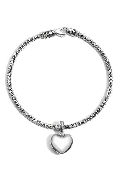 John Hardy Sterling Silver Classic Chain Heart Charm Mini Chain Bracelet