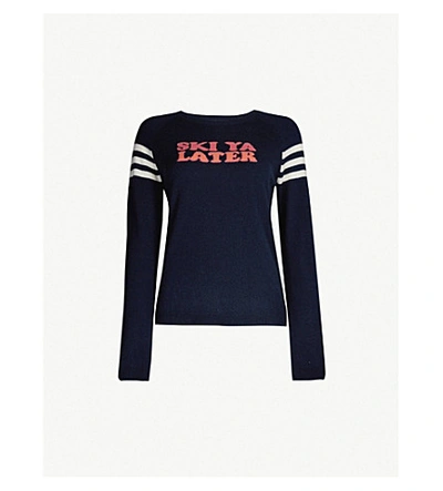 Chinti Parker Ski Ya Later Slogan intarsia Cashmere Sweater In Navy Multi ModeSens