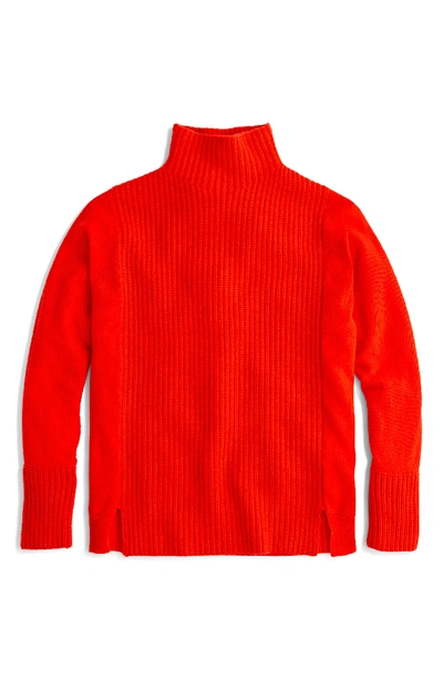 Jcrew Mock Neck Cashmere Sweater In Bright Cerise