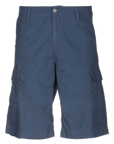 Carhartt Man Shorts & Bermuda Shorts Blue Size 26 Cotton In Blue
