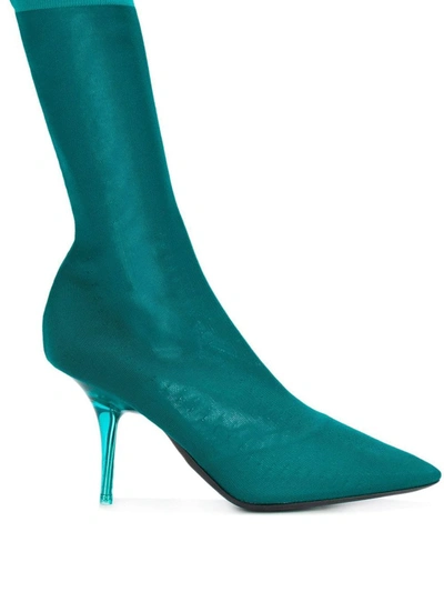 Yeezy Green Transparent Knit Ankle Boot In Blue