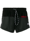 Adidas Originals By Alexander Wang Logo Embroidered Drawstring Shorts - Black In Multicolor