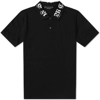 Alexander Mcqueen Gothic Collar Logo Polo In Black