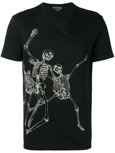 Alexander Mcqueen Dancing Skeleton Print T-shirt In Black