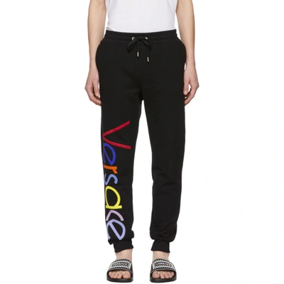 Versace Multicolour Logo Track Trousers In Black