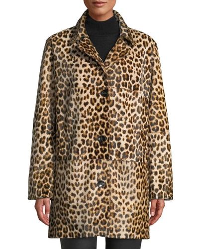 Nour Hammour Leopard-print Shearling And Leather Coat