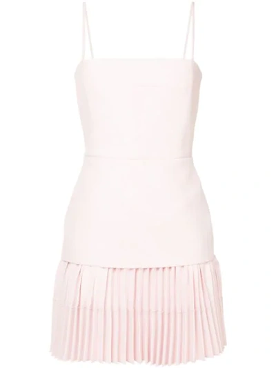 Dion Lee Square-neck Crepe Bodice Pleated Skirt Mini Dress In Frost Pink