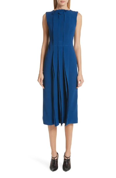 Jason Wu Ruffled-front Sleeveless Stretch-cady Cocktail Dress In Sapphire Blue