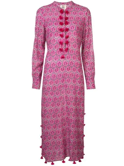 Figue Paolina Tasseled Printed Voile Midi Dress In Pink