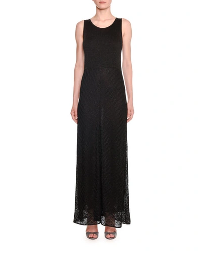 Missoni Sleeveless Shimmer Zigzag Knit Maxi Dress In Black