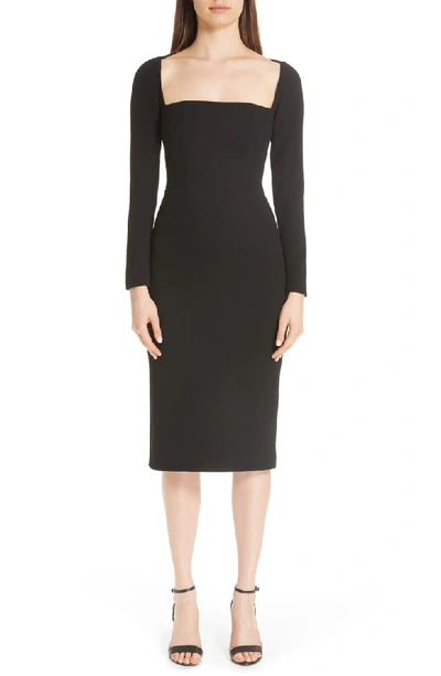 Lela Rose Open-neck Long-sleeve Fitted Sheath Cocktail Dress In
