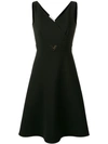 Valentino Embellished Stretch Wool-blend Mini Dress In Black