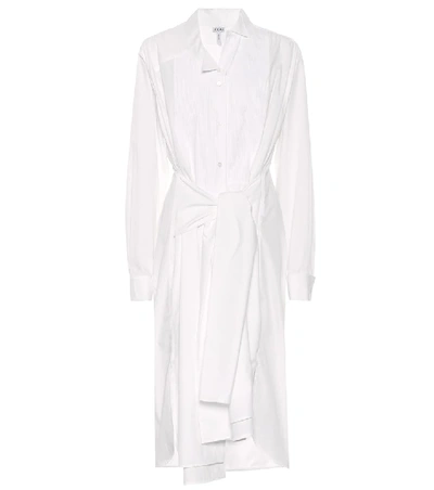 Loewe Button-front Wrap-waist Long-sleeve Midi Shirtdress In White