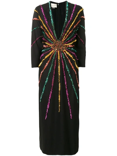 Gucci Embellished Silk Crepe De Chine Gown In Black
