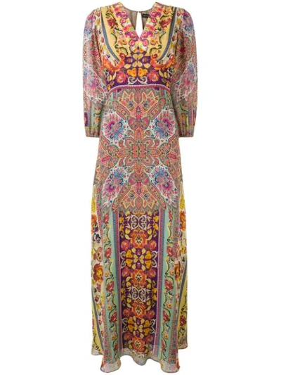 Etro Varo Embroidered Paisley-print Silk-georgette Gown In Pink
