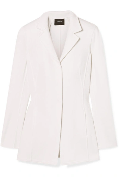 Akris Cashmere Snap-closure Slim Long Jacket In White