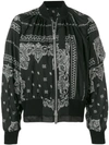 Sacai Bandana-print Zip-front Bomber Jacket In Black