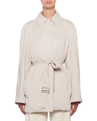 The Row Naybin Belted Shirt-jacket In Gray