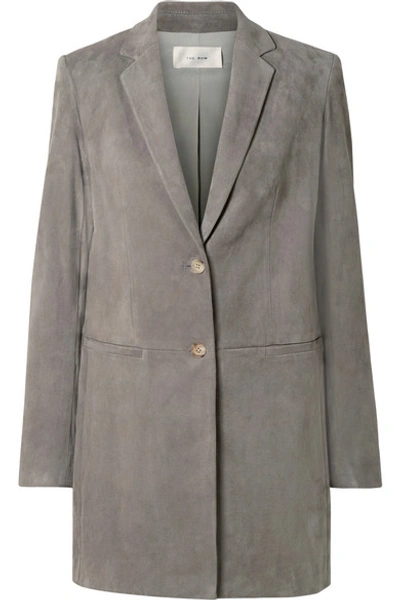The Row Batilda Two-button Long Bonded Leather Jacket In Gray