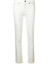 Saint Laurent Straight-fit Eyelet Embroidered-hem Jeans In White