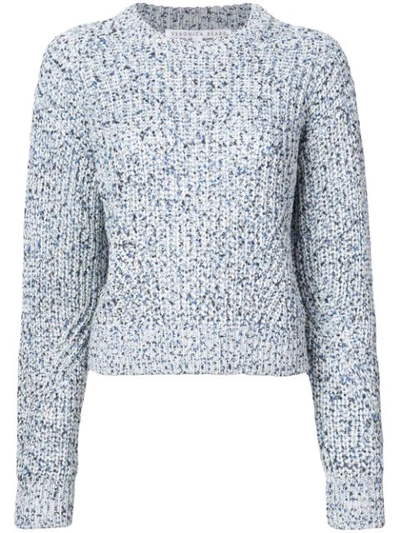 Veronica Beard Ryce Cotton Crewneck Pullover Sweater In Blue
