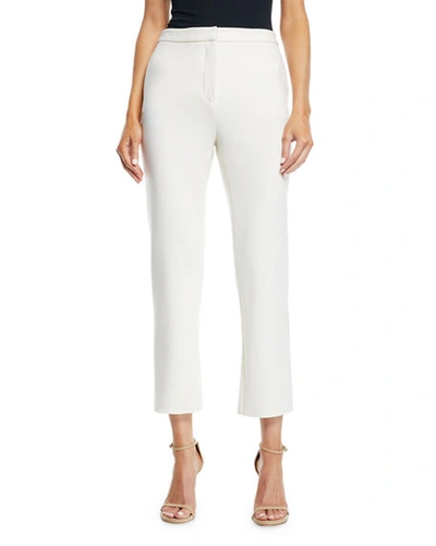 Oscar De La Renta Two-pocket Straight-leg Stretch-wool Pants In Ivory