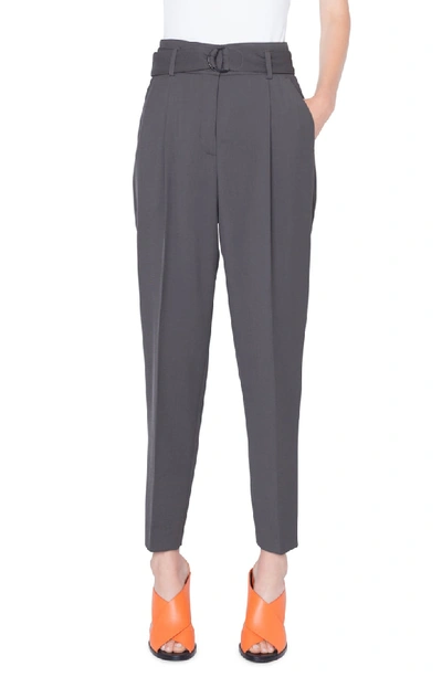 Akris Punto Fred Belted Cropped Wool Tricot Pants In Oliva