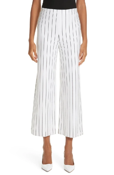 Rosetta Getty Pinstripe Wide-leg Cropped Pants In White/ Black