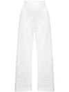 Adam Lippes Corded Lace Cropped Flare-leg Pants W/ Pockets In White