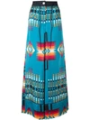 Sacai Ikat-print Wide-leg Pull-on Pants In Turquoise