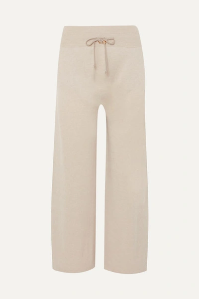 Agnona Cropped Drawstring-waist Cashmere Pants In Beige