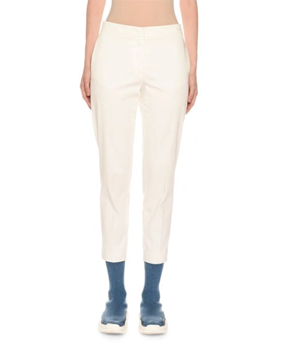 Agnona Cotton Crepe Slim Tapered-leg Trousers In Off White