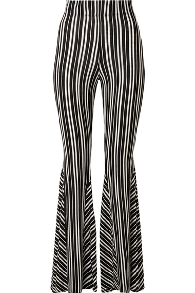 Beaufille Lamos Striped Ribbed Stretch-knit Flared Pants In Black