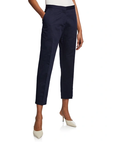Marni Cotton-linen Cropped Trousers In Blue