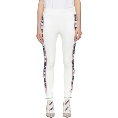 Fendi Appliquéd Cotton-blend Jersey Track Pants In White