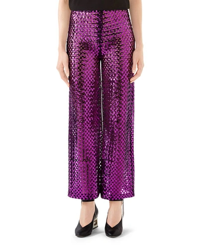 Gucci Sequined Wide-leg Pants In Amethyst