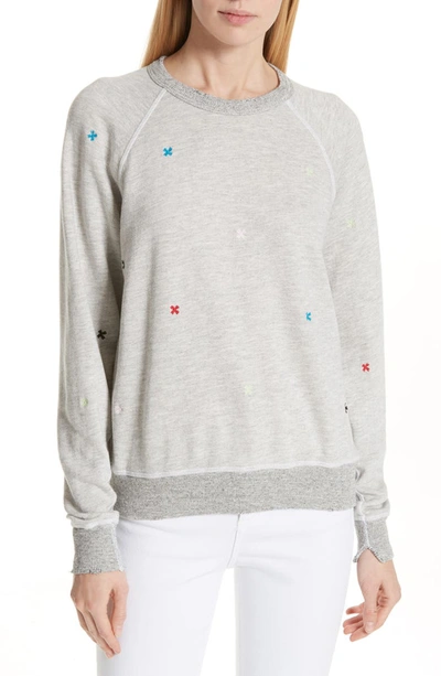 The Great The College Embroidered Sweatshirt In Heather Grey/ Multi