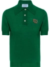Prada Wool Polo Shirt With Logo In Green
