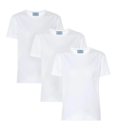 Prada Short-sleeve Crewneck Jersey T-shirt In White