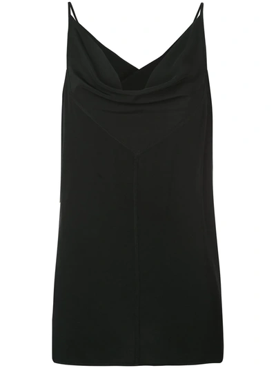 Rick Owens Twisted Cowl-neck Silk Crepe Tank Top In Black
