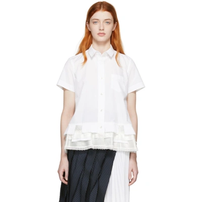 Sacai Lace-trim Cotton-poplin Shirt In White