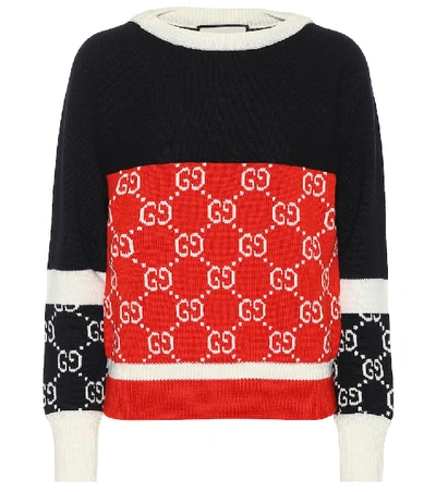 Gucci Colorblock Logo Jacquard Sweater In Multicoloured
