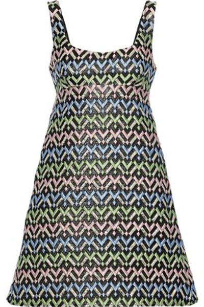 Milly Woman Roxanne Flared Brocade Mini Dress Multicolor