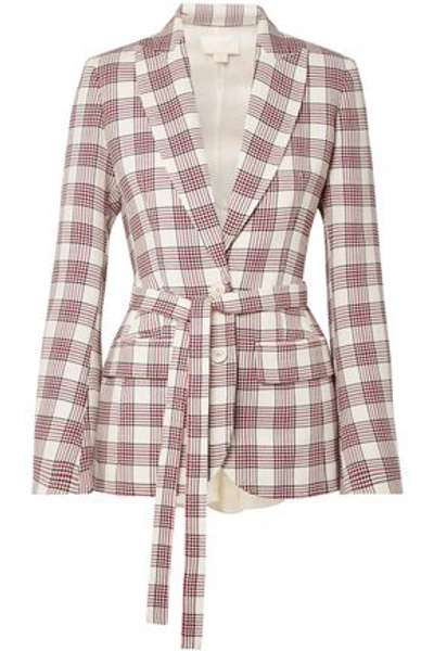 Antonio Berardi Woman Organza-paneled Checked Wool Blazer Ivory