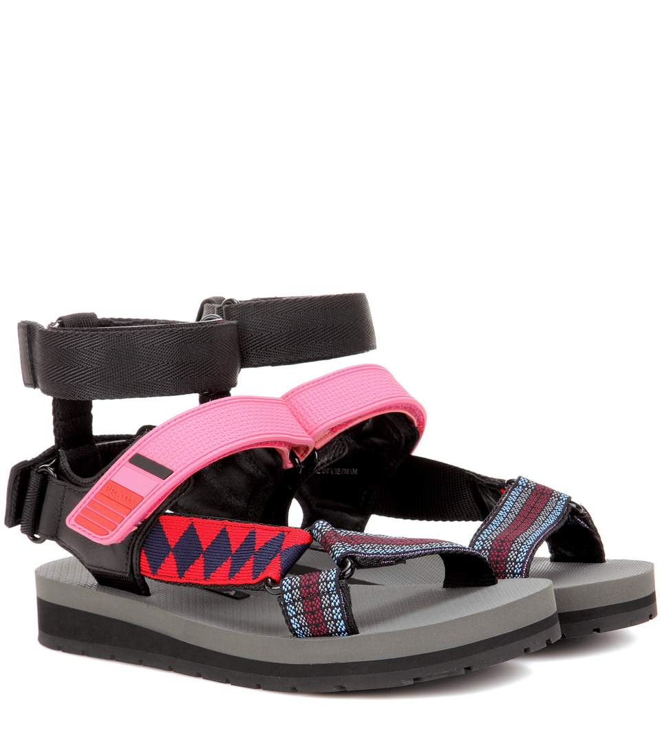 Prada Printed Grip-strap Sandal, Multi Pattern In Eero | ModeSens