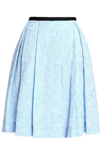 Erdem Pleated Cloqué Skirt In Sky Blue