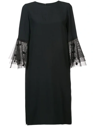 Akris Punto Tulle Bell Sleeves Dress In Black